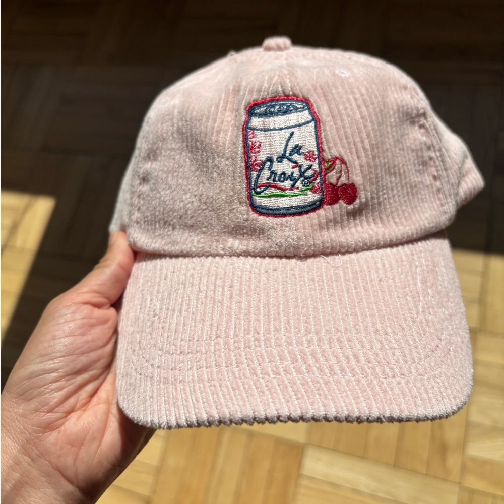 La Croix cherry blossom corduroy pink baseball hat, NEW
